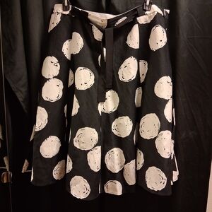 Sherry Taylor Elegant Black and White Circle Print A-Line Skirt